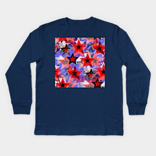 Festive red and blue stars Kids Long Sleeve T-Shirt